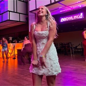 OhPolly Posy White Floral Corset Mini Dress US4